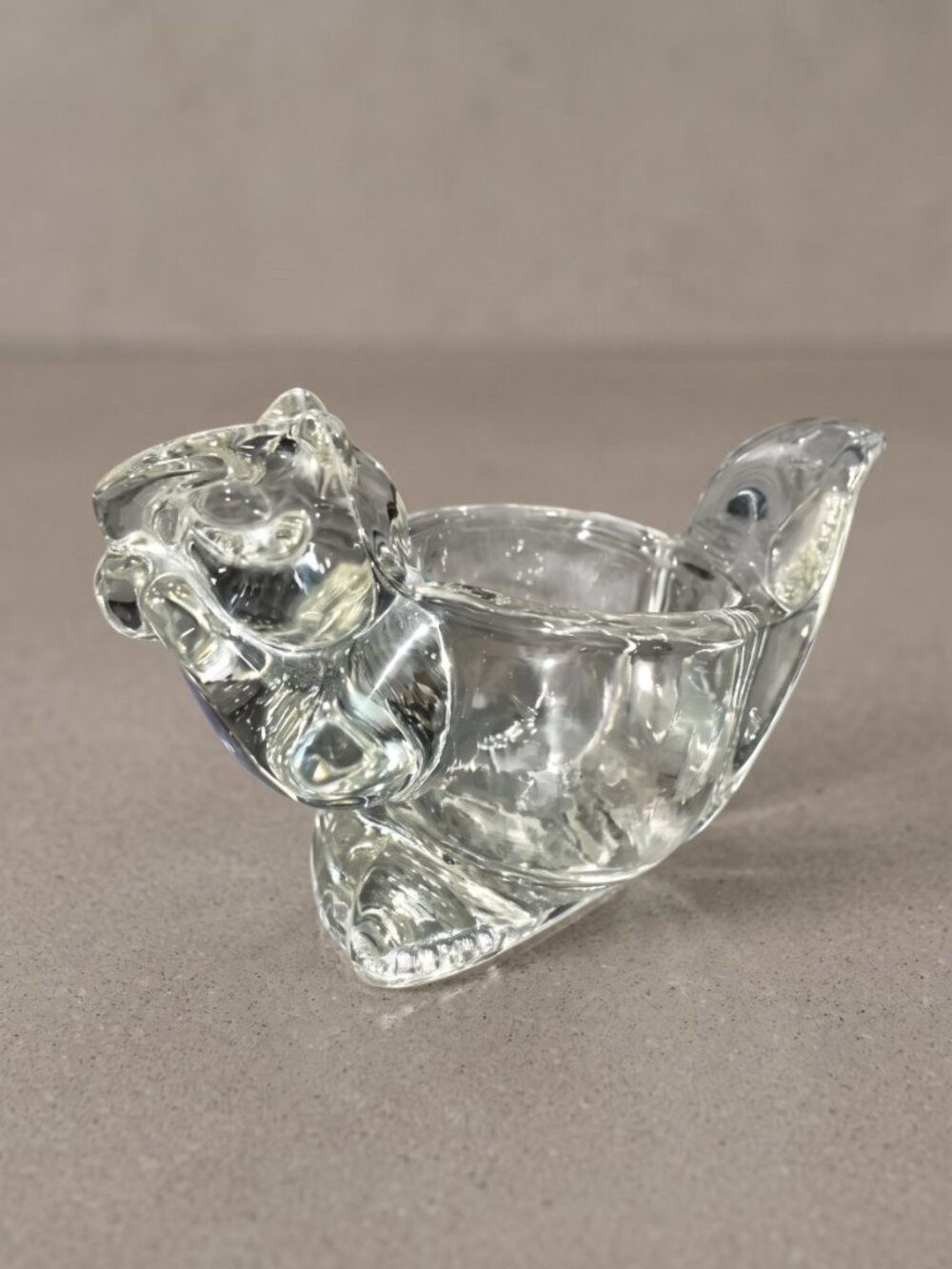 Vintage 1978 Avon Clear Glass Squirrel Votive Candle Candy Holder
